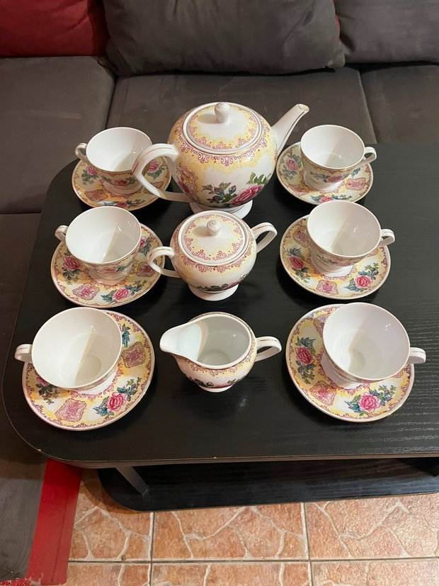 Serviciu complet ceai/cafea porțelan chinezesc vintage, anii '60 15 piese, Impecabil
