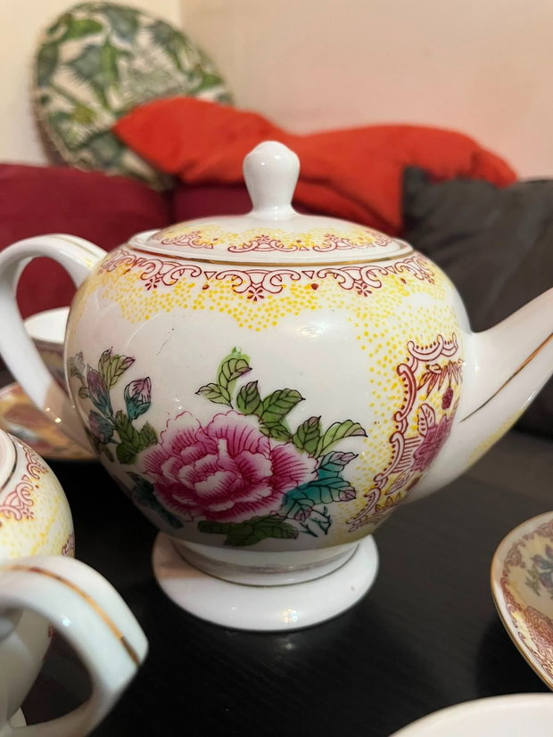 Serviciu complet ceai/cafea porțelan chinezesc vintage, anii '60 15 piese, Impecabil