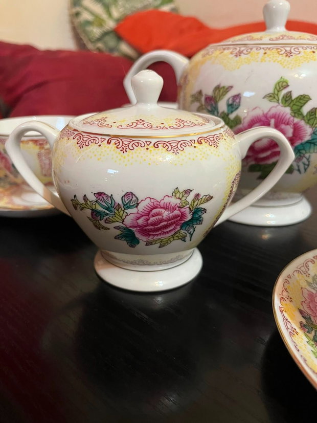 Serviciu complet ceai/cafea porțelan chinezesc vintage, anii '60 15 piese, Impecabil
