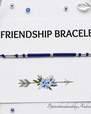 Friendship Bracelet Cobalt cu margele Miyuki si distantier argint