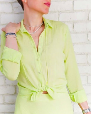 Camasa Dama Panza Topita Verde Neon
