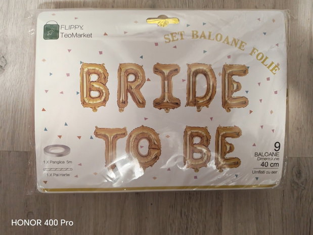 Baloane "Bride to be" Gold