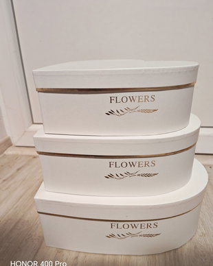Set 3 cutii flowers albe