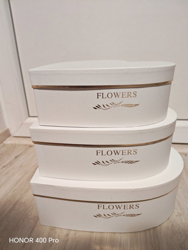 Set 3 cutii flowers albe