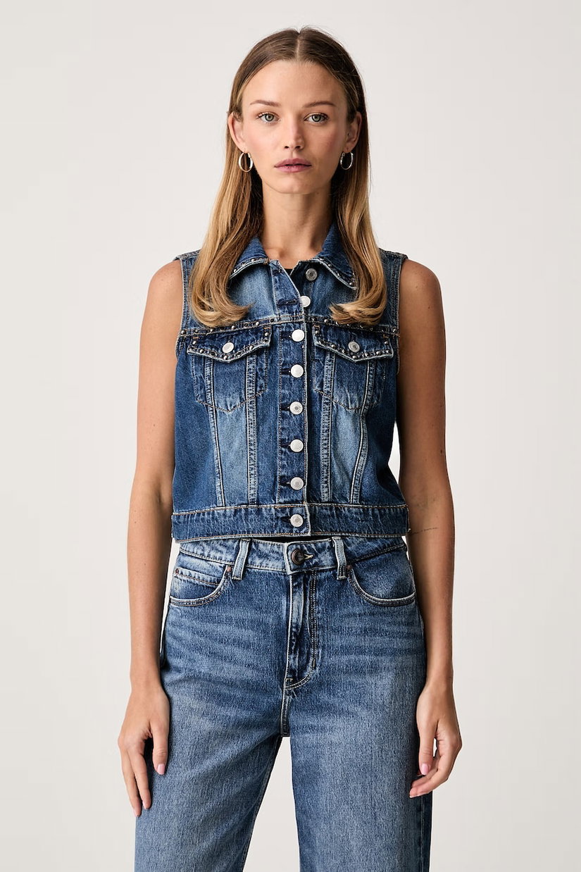 Guess vestă pentru femei din denim JILL