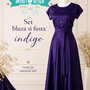 Bluza si Fusta Lunga Elegante Mov Indigo