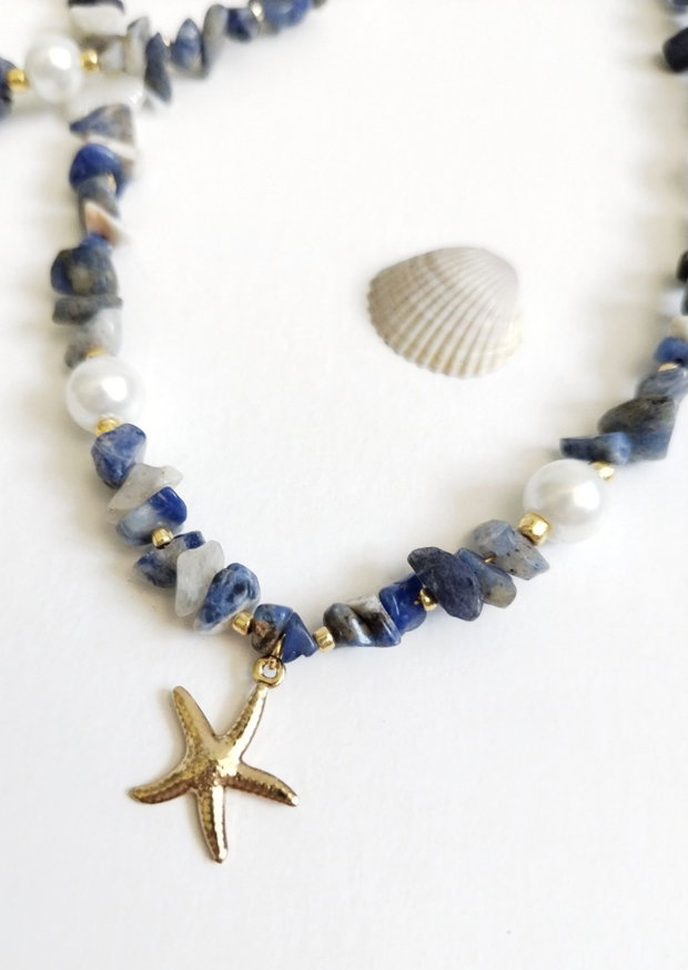 Colier Lapis Lazuli si steluta de mare
