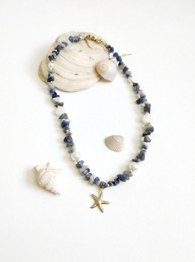 Colier Lapis Lazuli si steluta de mare