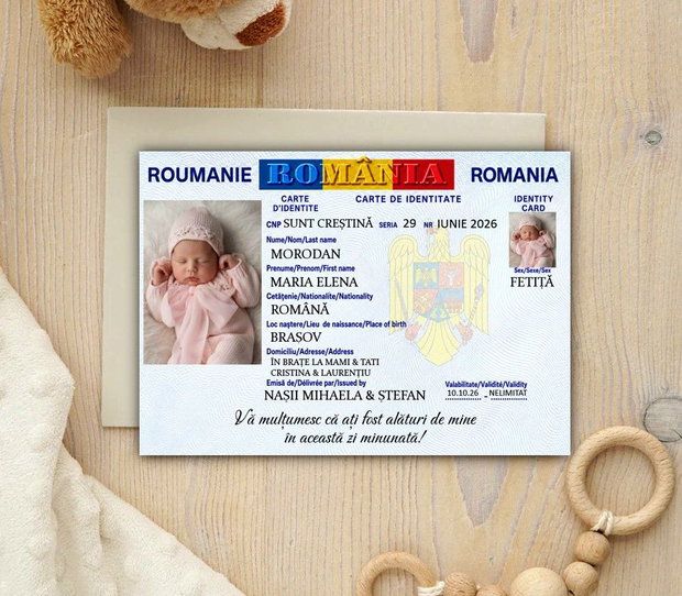 Mărturii de botez magneți de frigider tip buletin