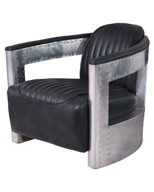 Fotoliu industrial din metal cu tapiterie piele vacaFotoliu industrial din metal cu tapiterie piele vaca