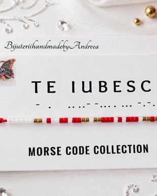 Bratara reglabila cod Morse TE IUBESC
