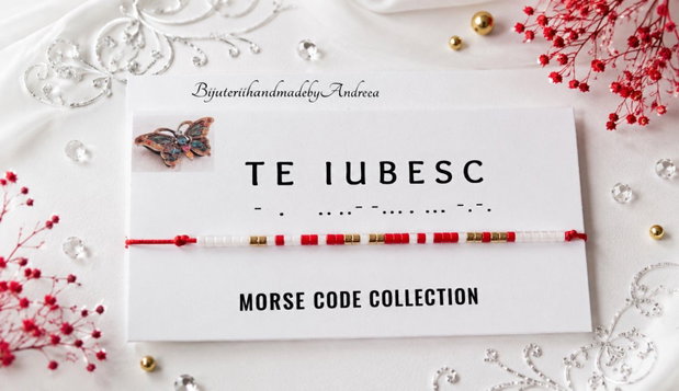 Bratara reglabila cod Morse TE IUBESC