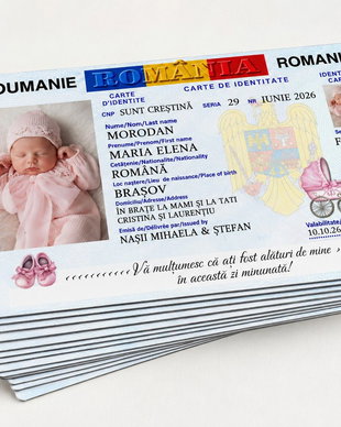 Mărturii de botez  magneți de frigider tip buletin