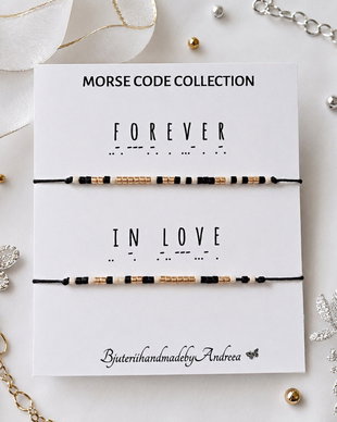 Set bratari reglabile Code Morse Collection Forever in love