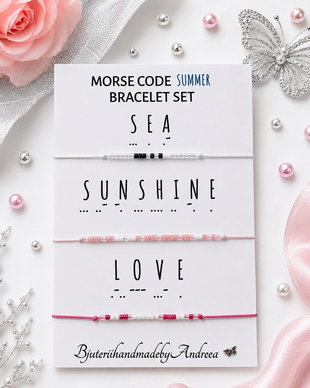 Set bratari reglabile Code Morse Collection Sea/Sunshine/Love