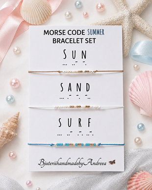Set bratari reglabile Code Morse Collection Sun/Sand/Surf