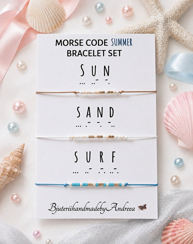 Set bratari reglabile Code Morse Collection Sun/Sand/Surf
