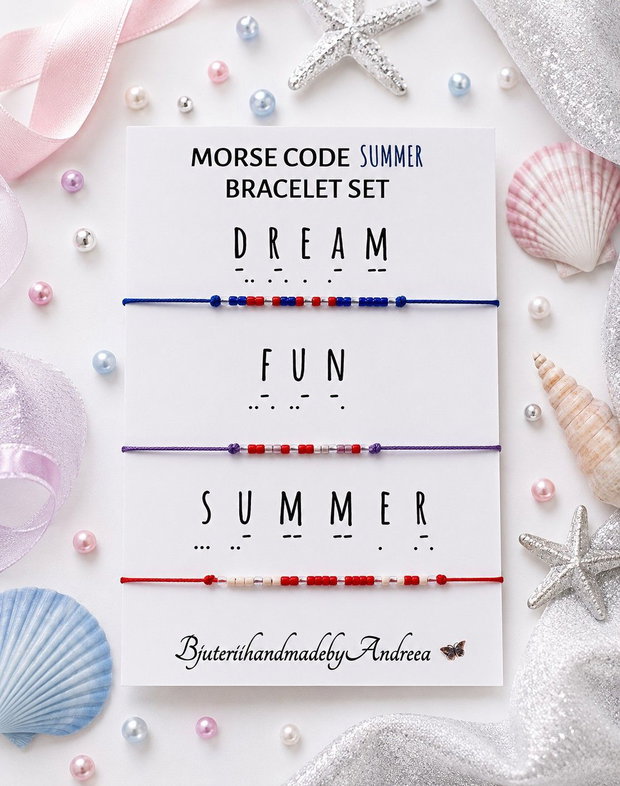 Set bratari reglabile Code Morse Collection Dream/Fun/Summer