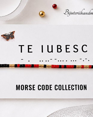 Bratara reglabila cod Morse TE IUBESC