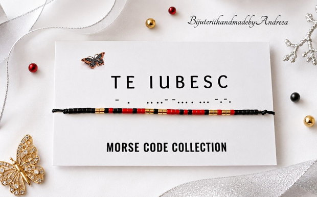 Bratara reglabila cod Morse TE IUBESC