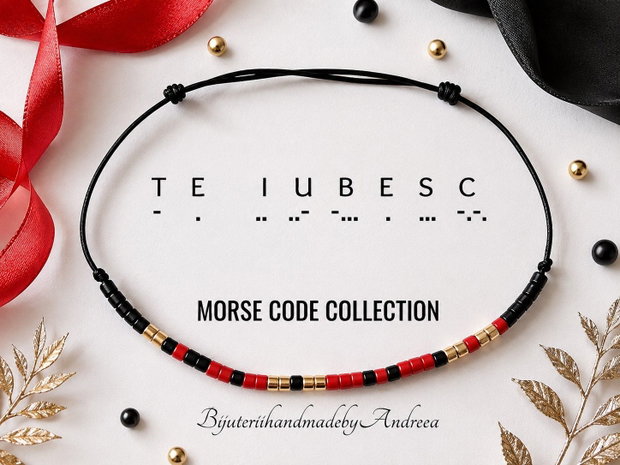 Bratara reglabila cod Morse TE IUBESC