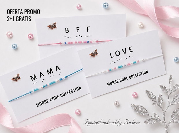 Oferta promo 2+1 Gratis Bratari reglabile Morse Code Collection