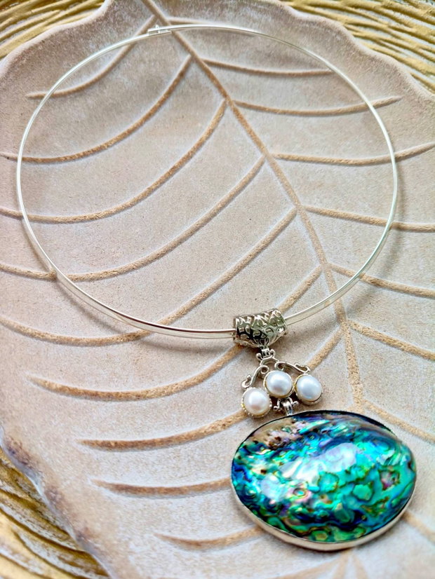 Pandantiv Paua Shell & perle albe