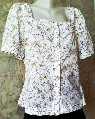 bluza / camasa alba de bumbac  cu flori mici , H&M , L - XL
