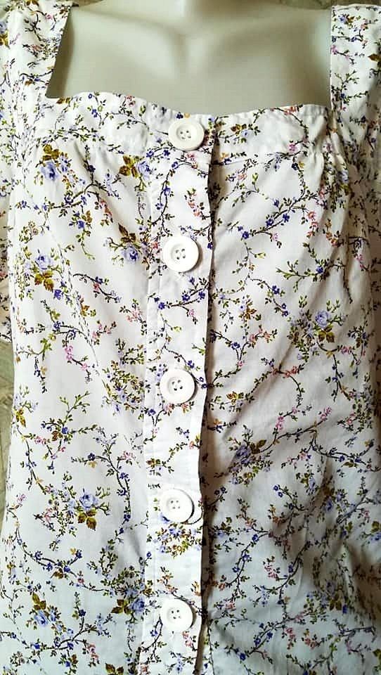 bluza / camasa alba de bumbac cu flori mici , H&M , L - XL