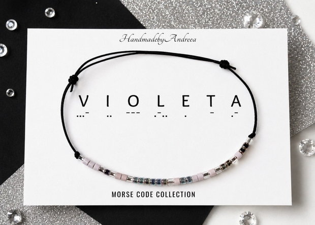 Bratara reglabila cod Morse VIOLETA