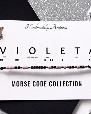 Bratara reglabila cod Morse VIOLETA