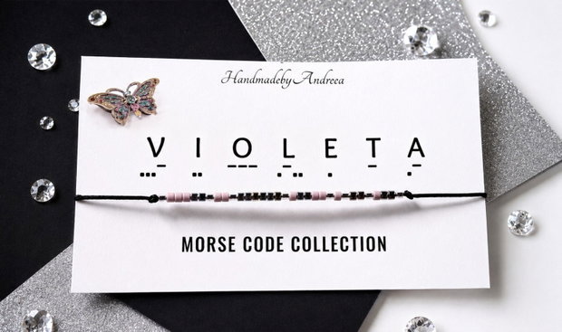 Bratara reglabila cod Morse VIOLETA