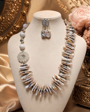 SET~UNFORGETTABLE~perle biwa,perle naturale,hematit electroplacat,agate,rivoli,toho,accesorii placate argint