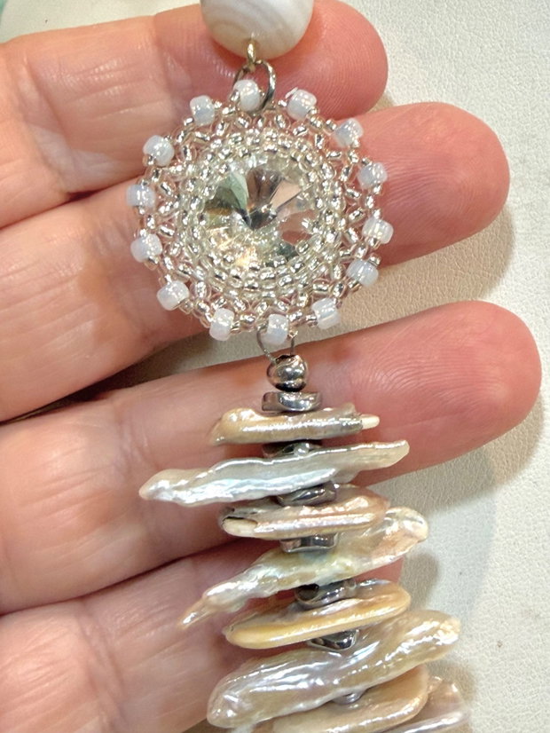 SET~UNFORGETTABLE~perle biwa,perle naturale,hematit electroplacat,agate,rivoli,toho,accesorii placate argint