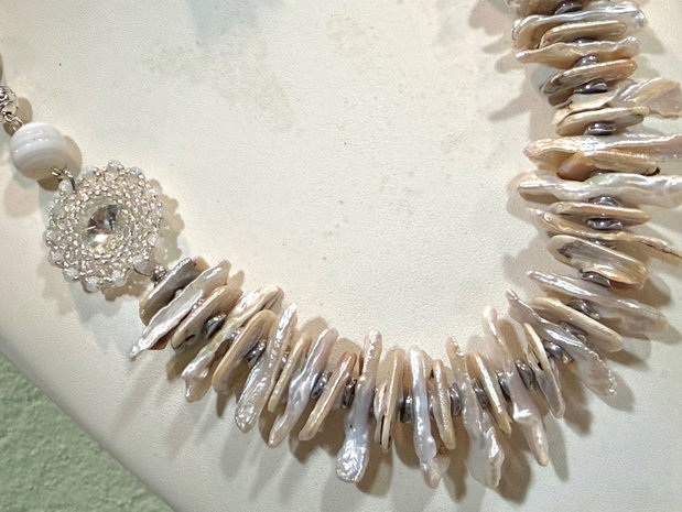 SET~UNFORGETTABLE~perle biwa,perle naturale,hematit electroplacat,agate,rivoli,toho,accesorii placate argint