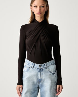 Le Privé body pentru femei cu vâscoză JADE BODYSUIT MARRON