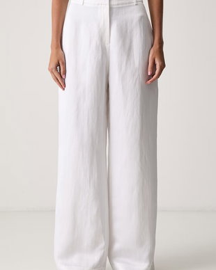Le Privé pantaloni regular pentru femei cu in FRANCOISE TROUSERS BLANC