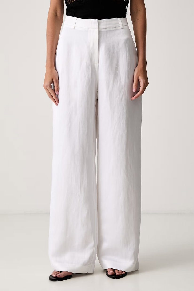 Le Privé pantaloni regular pentru femei cu in FRANCOISE TROUSERS BLANC