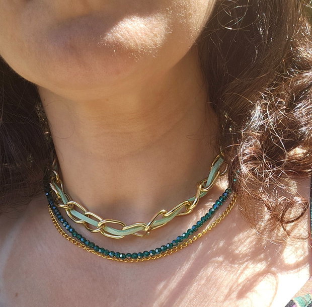Colier statement Metallic and Green