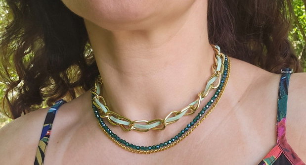 Colier statement Metallic and Green