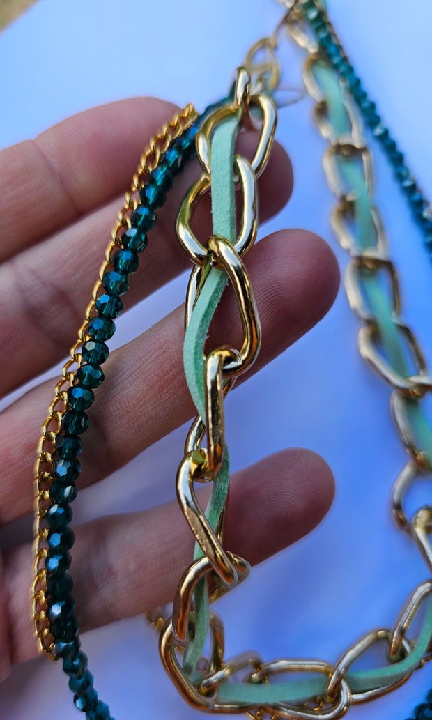 Colier statement Metallic and Green