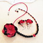 Set floral rosu si negru