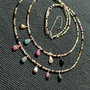 Colier argint X2 turmalina multicolora briolete salba minimalist boho chic trendy