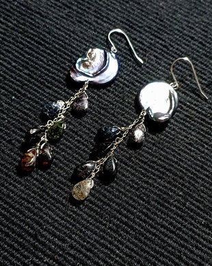 Cercei argint perle naturale de cultura baroc turmalina briolete lant argint boho chic trendy