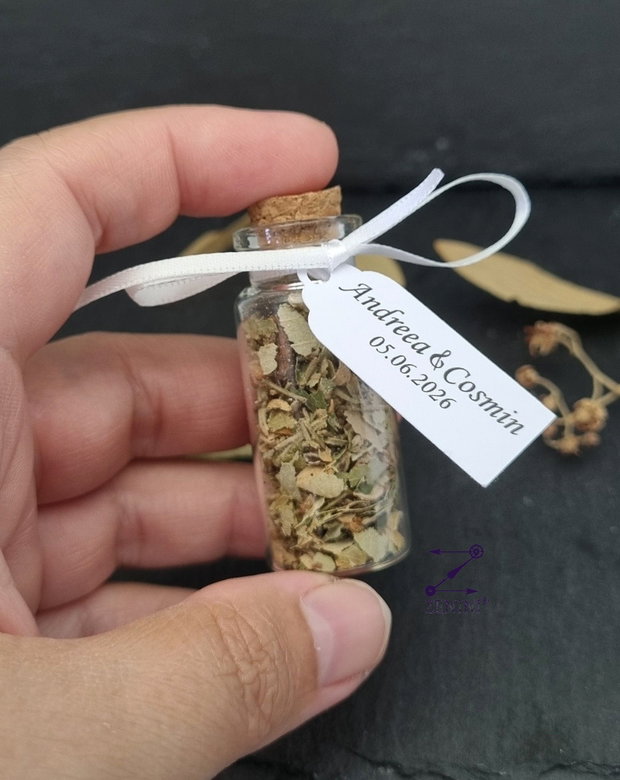 Marturii nunta ceai de tei, marturii botez sticlute cu ceai tei, marturie nunta sticluta, ceai de tei
