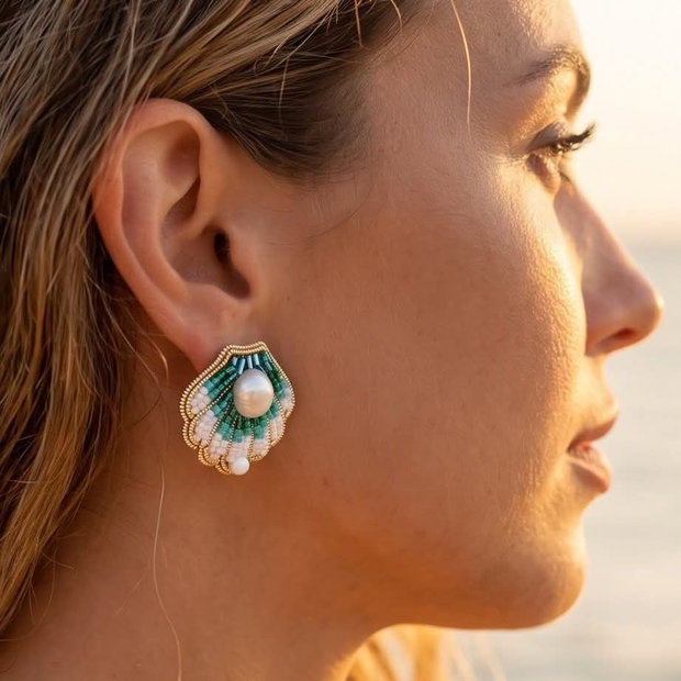Cercei Scoică - Turquoise Shell Drop