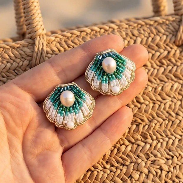 Cercei Scoică - Turquoise Shell Drop