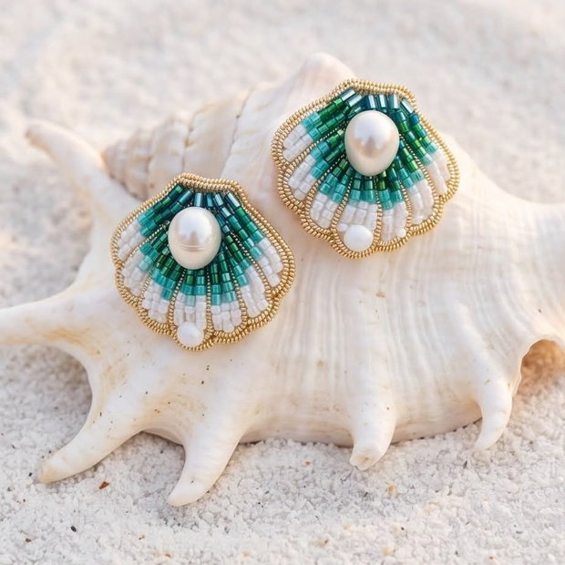 Cercei Scoică - Turquoise Shell Drop