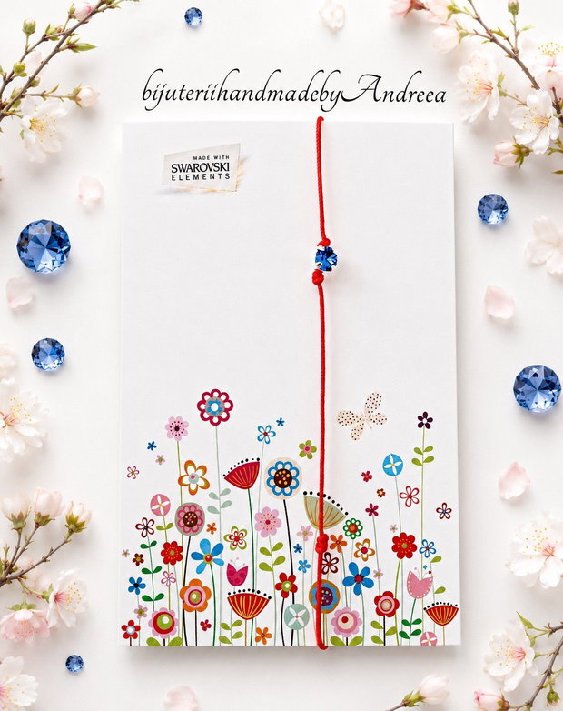 Bratara snur si stras Swarovski Xirius 4mm Safir