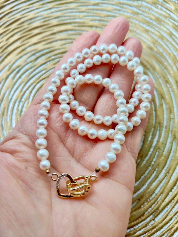 Colier CHOKER perle de cultura albe calitate A plus